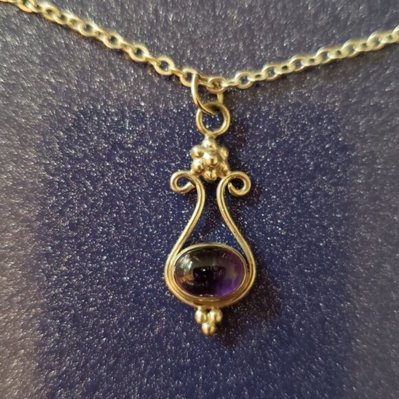 Artisan Hair Sticks Sterling Silver And Amethyst Brown Wood - Picture 2 of 6